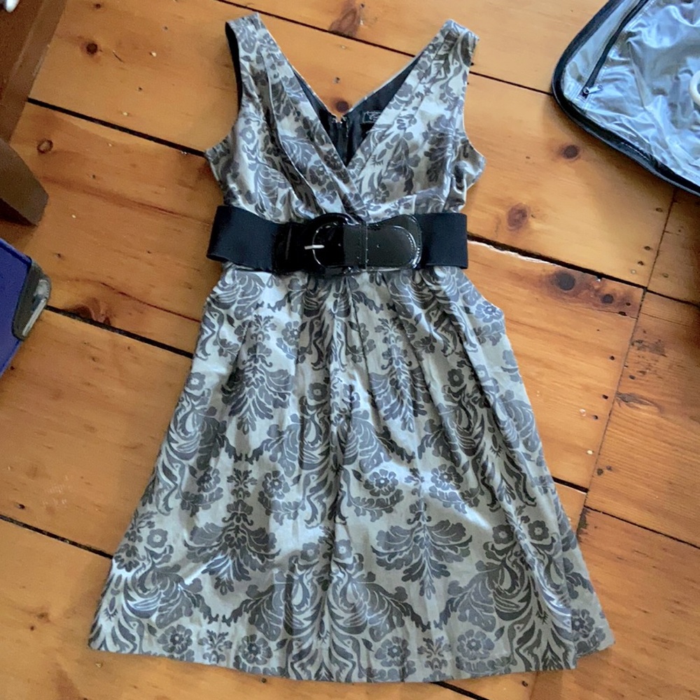 Silver damask crossover dress